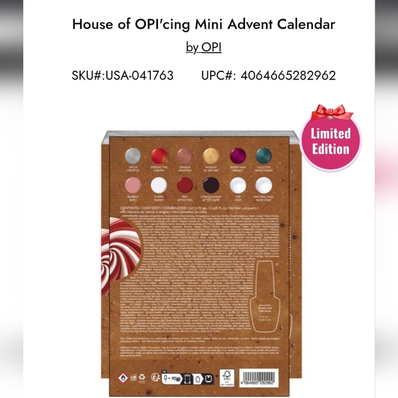 Fresh Batch OPI Limited Edition Advent Calendar - Festive Colorsh HOLIDAY GIFTS - Picture 4 of 4